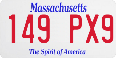 MA license plate 149PX9