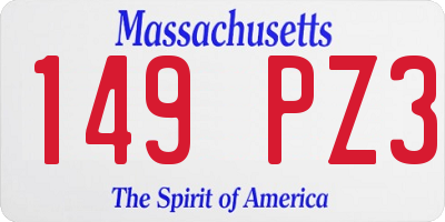 MA license plate 149PZ3