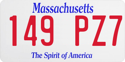 MA license plate 149PZ7