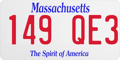 MA license plate 149QE3