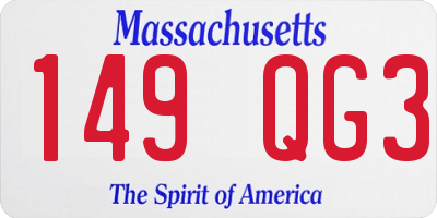MA license plate 149QG3
