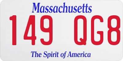 MA license plate 149QG8