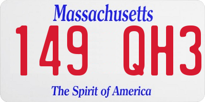 MA license plate 149QH3