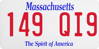 MA license plate 149QI9