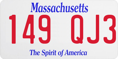 MA license plate 149QJ3