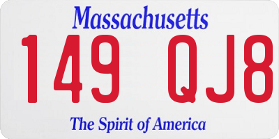 MA license plate 149QJ8