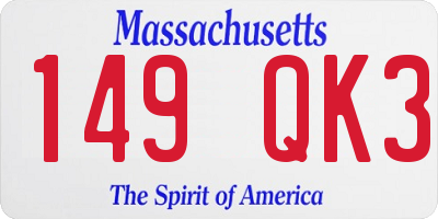 MA license plate 149QK3