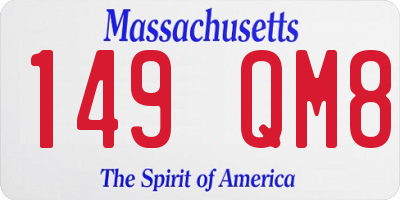 MA license plate 149QM8