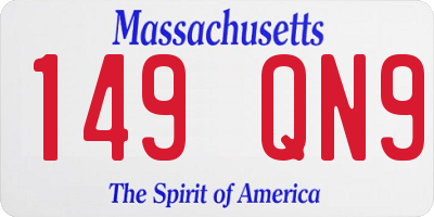 MA license plate 149QN9