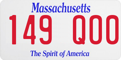 MA license plate 149QO0