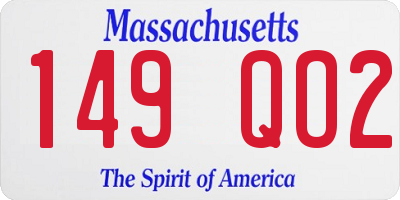 MA license plate 149QO2