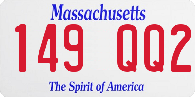MA license plate 149QQ2