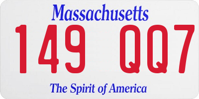 MA license plate 149QQ7