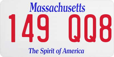 MA license plate 149QQ8