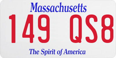 MA license plate 149QS8