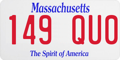 MA license plate 149QU0
