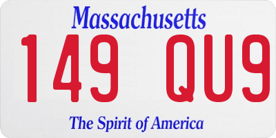 MA license plate 149QU9