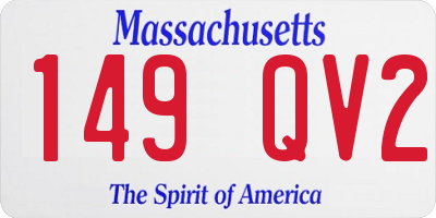 MA license plate 149QV2