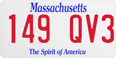 MA license plate 149QV3
