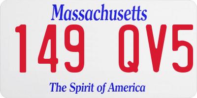 MA license plate 149QV5