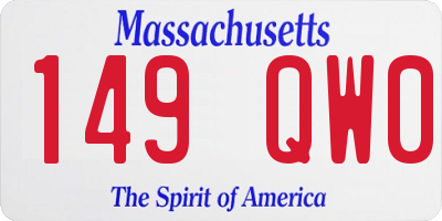 MA license plate 149QW0