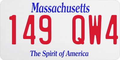 MA license plate 149QW4
