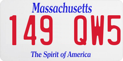 MA license plate 149QW5