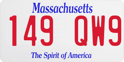 MA license plate 149QW9