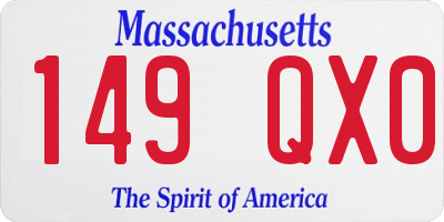 MA license plate 149QX0