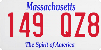 MA license plate 149QZ8