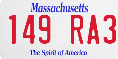 MA license plate 149RA3
