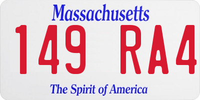 MA license plate 149RA4