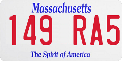 MA license plate 149RA5