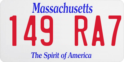 MA license plate 149RA7