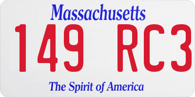 MA license plate 149RC3