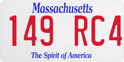 MA license plate 149RC4