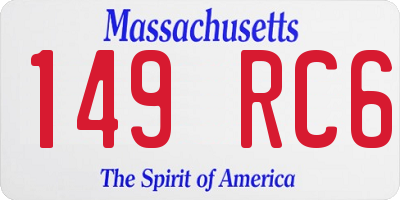 MA license plate 149RC6