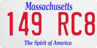 MA license plate 149RC8
