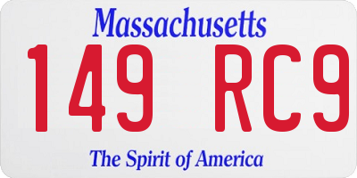 MA license plate 149RC9