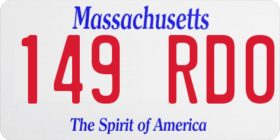 MA license plate 149RD0