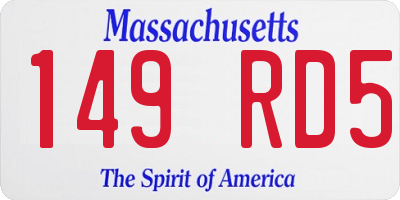 MA license plate 149RD5