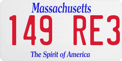 MA license plate 149RE3