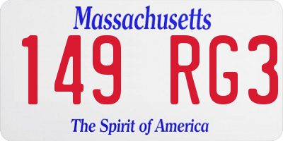 MA license plate 149RG3