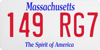 MA license plate 149RG7
