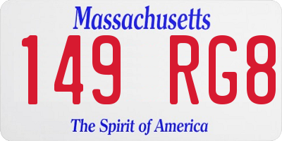 MA license plate 149RG8