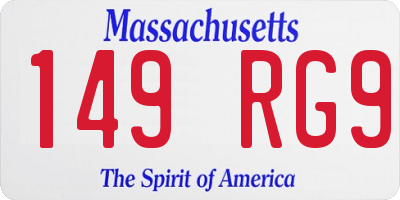 MA license plate 149RG9
