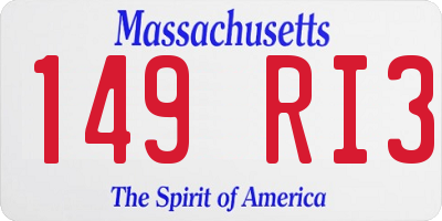 MA license plate 149RI3