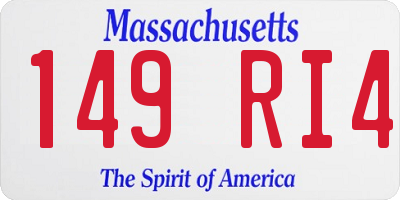 MA license plate 149RI4