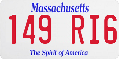 MA license plate 149RI6