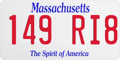 MA license plate 149RI8